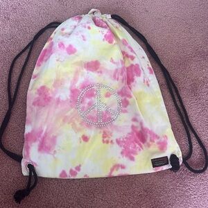 UNDEE BANDZ Drawstring Bag Pink and Yellow Tie Dye Y2K
